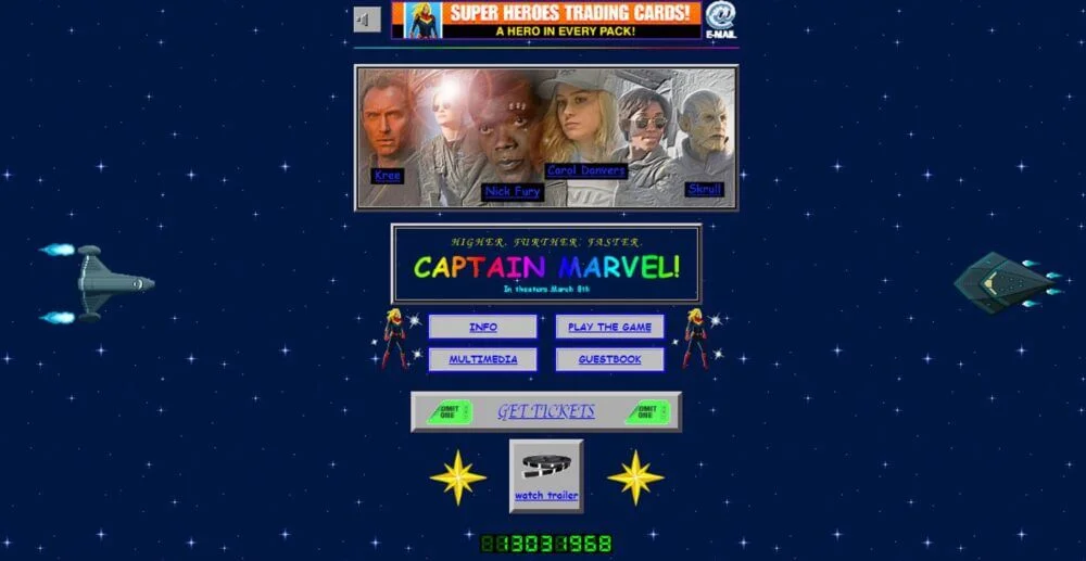 Capitã Marvel ganha site retrô da década de 90