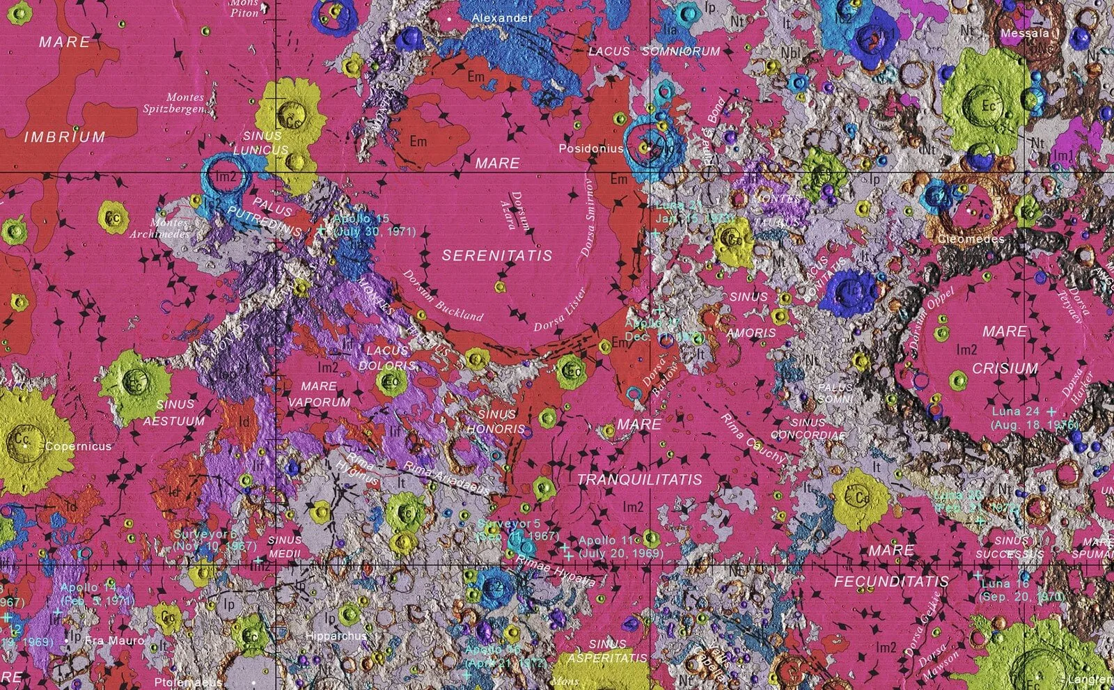 NASA libera mapa da geologia lunar em forma de caleidoscópio