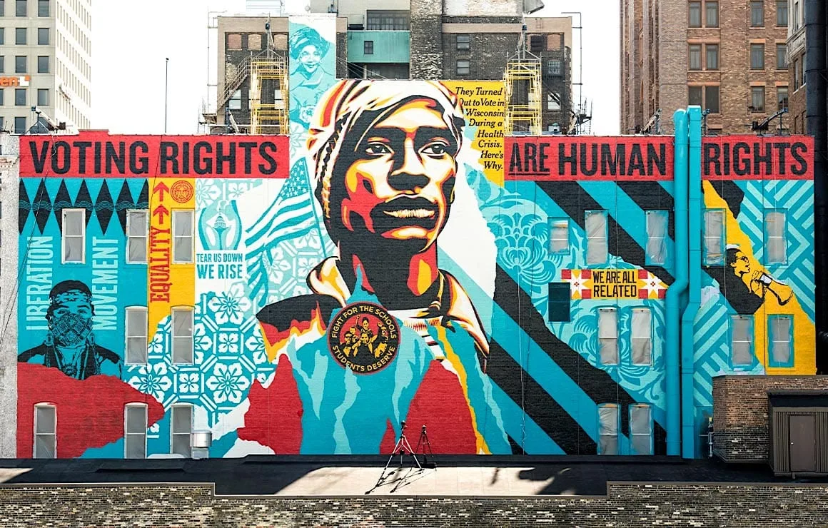 O novo mural de Shepard Fairey ("Obey") pelo direito ao voto