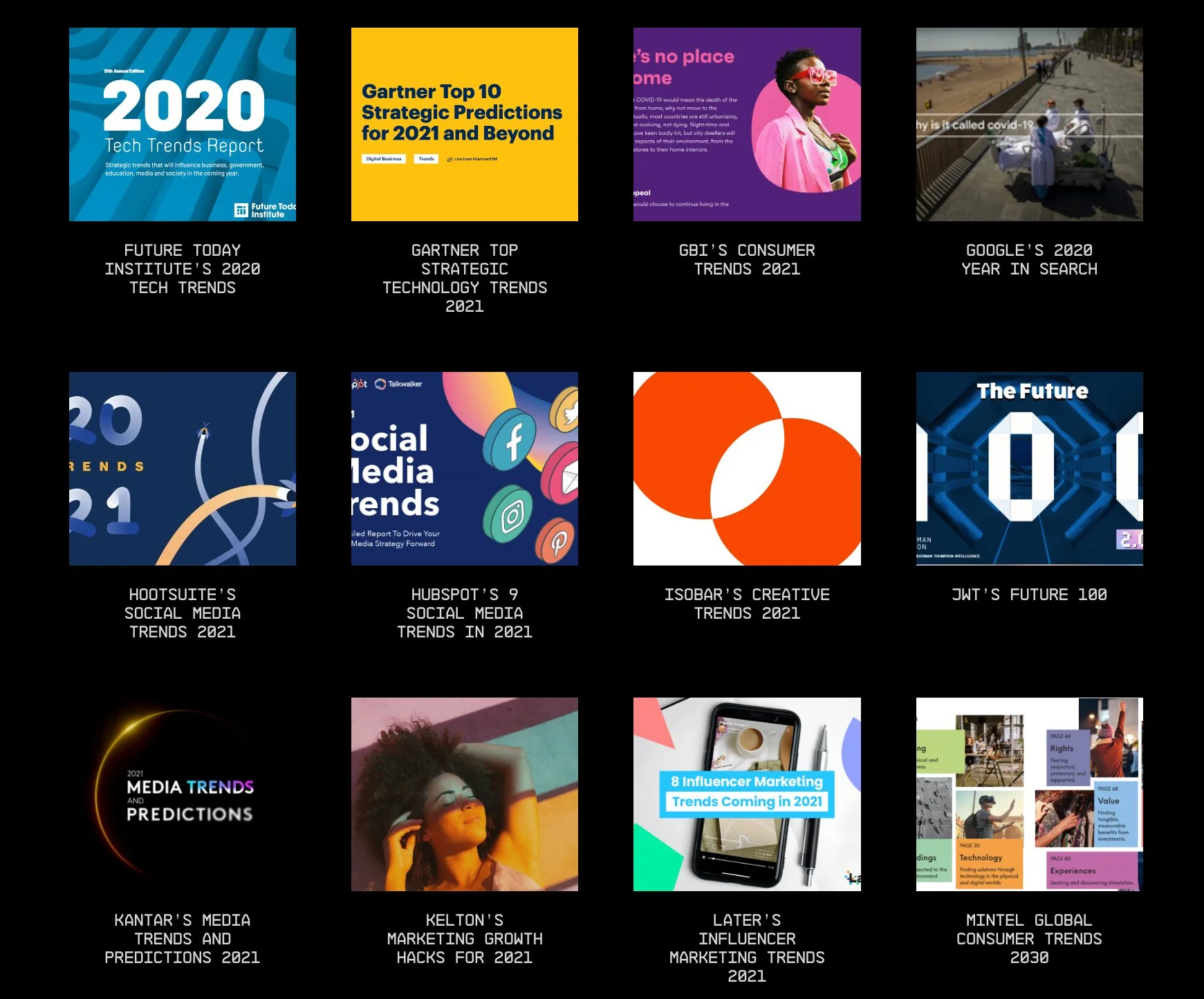 Uma mega coleção com mais de 250 tendências em 35 relatórios dos principais da comunicação