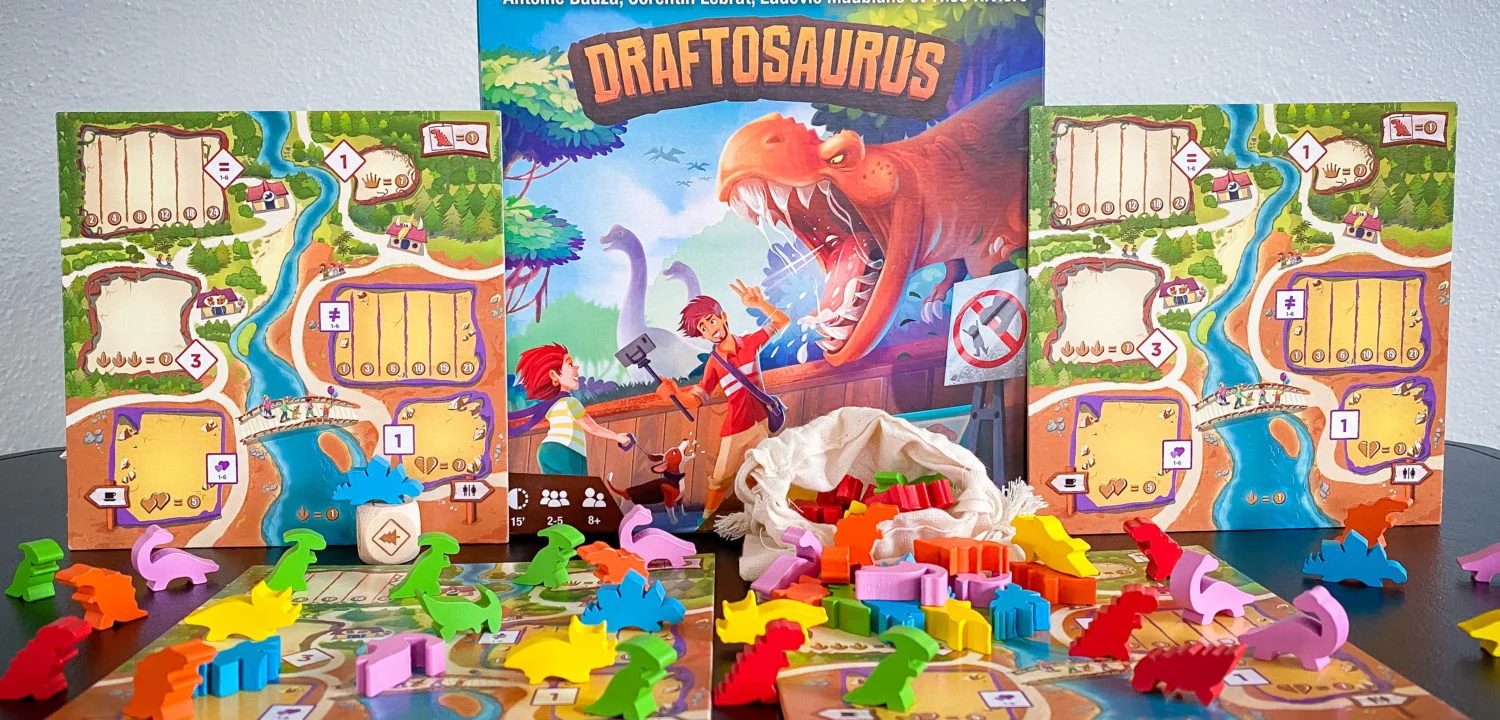 Draftosaurus, um jogo para criar parques com dinossauros