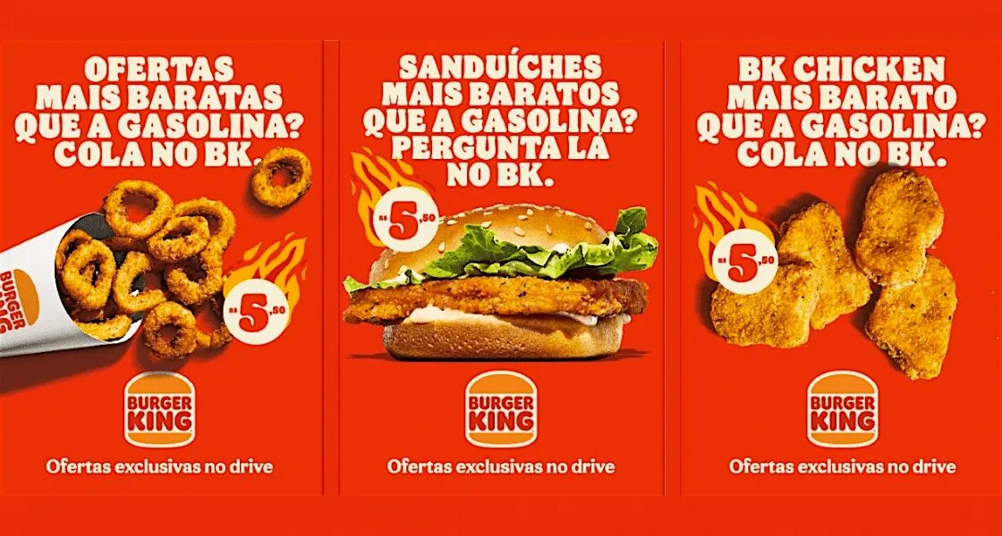BK faz promoção com ofertas mais baratas que o litro da gasolina
