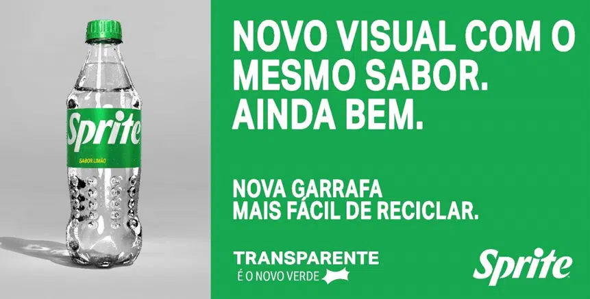 Sprite lança garrafa transparente para facilitar a reciclagem