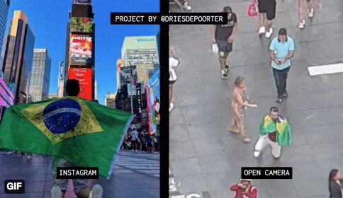 Artista usa câmeras de segurança da cidade para expor a produção das famosas selfies "espontâneas"