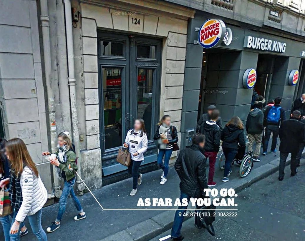 BK usa imagens do Google Street View para mostrar que pedidos feitos "pra viagem" não vão assim tão longe