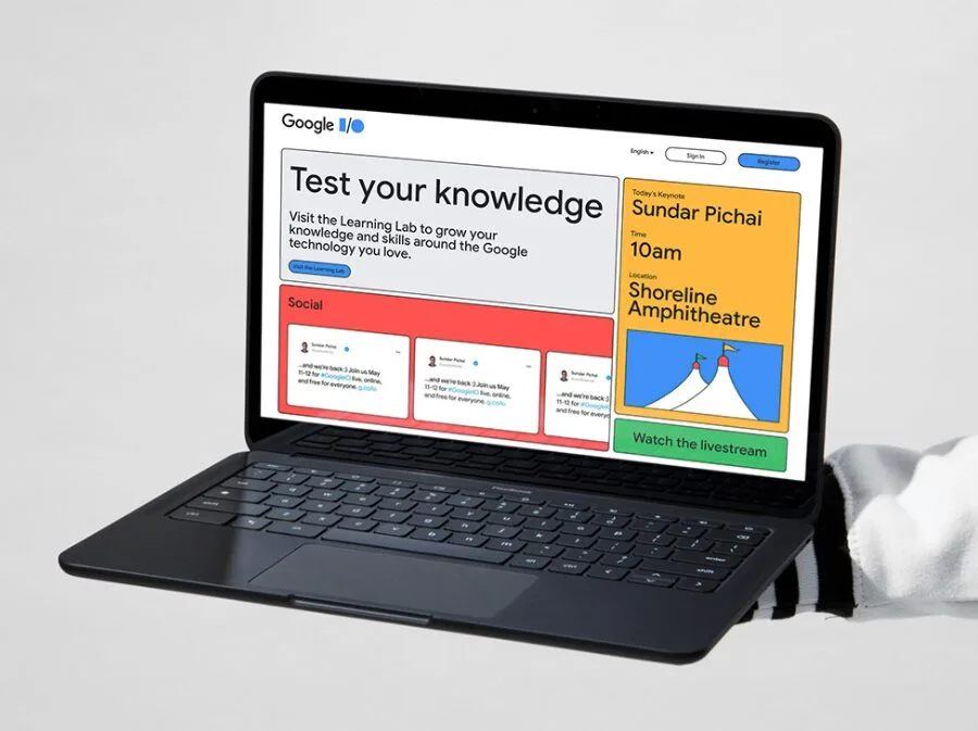 A identidade visual do evento Google I/O 2022