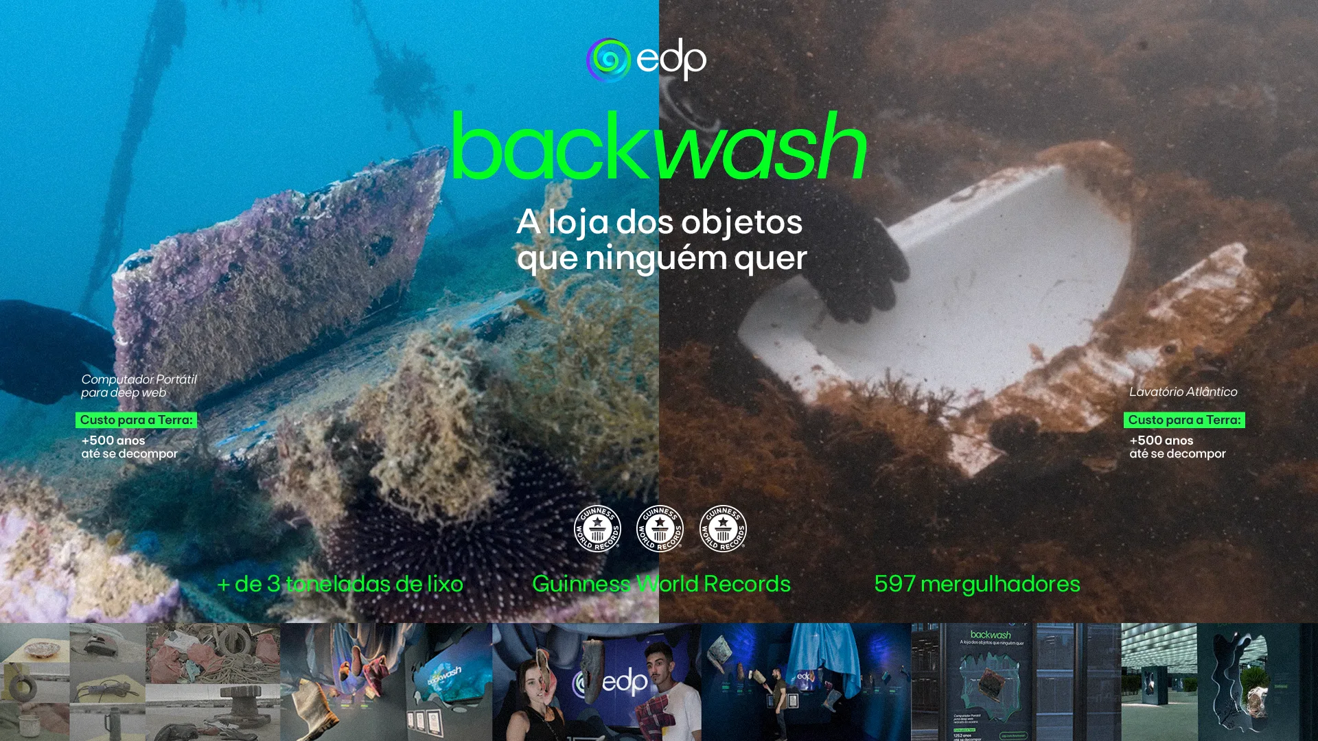 Lixo vira artigo de loja em Madrid, para alertar sobre o cuidado com os oceanos.