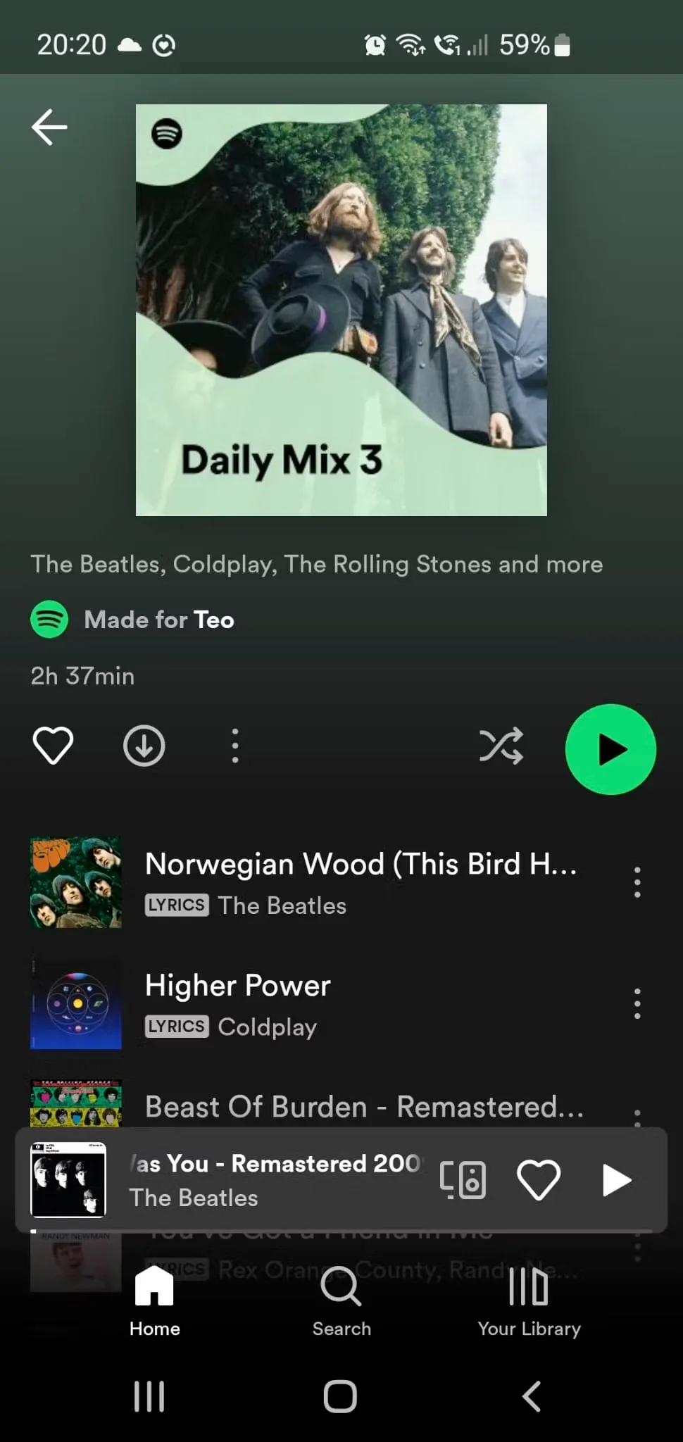 interface do Spotify no celular