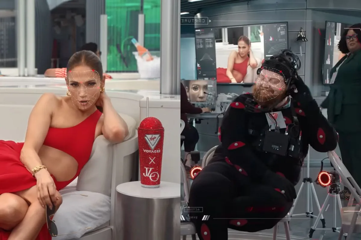 Uma questionável versão da Jennifer Lopez feita com IA para a Virgin Voyages