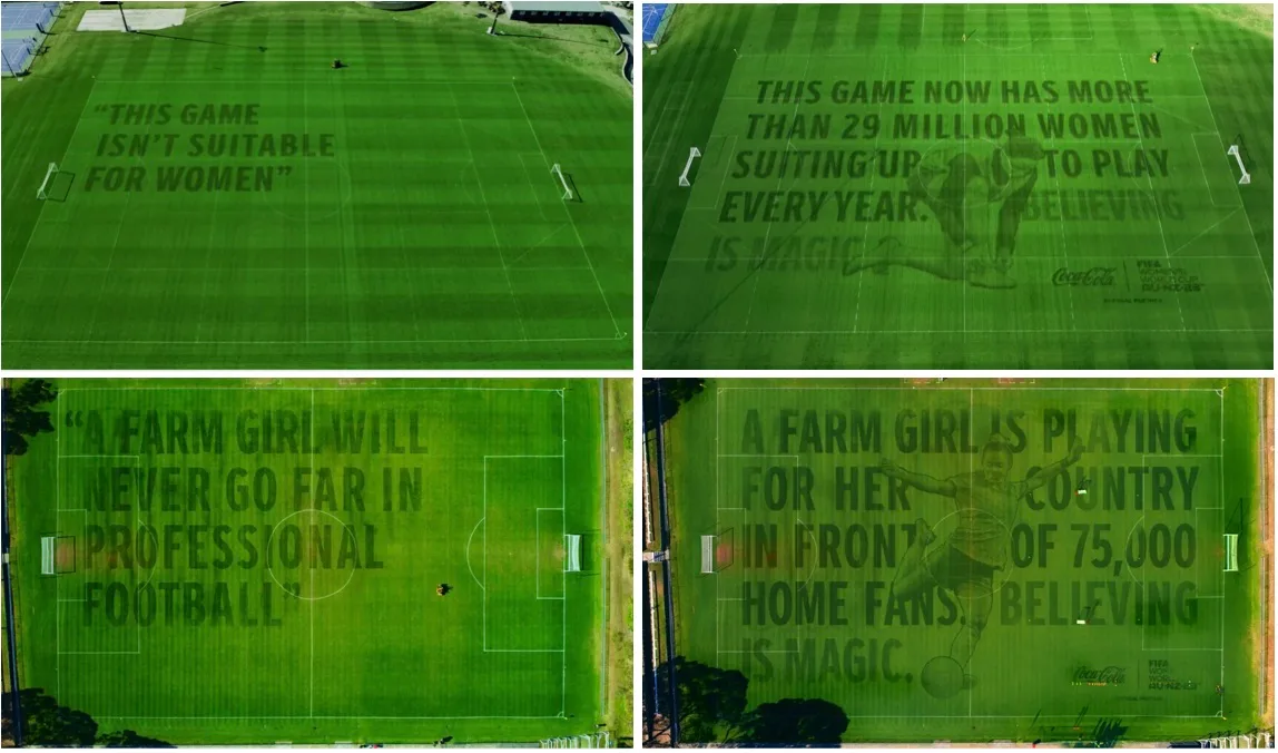 Coca-Cola usou gramados como mídia para incentivar futebol feminino