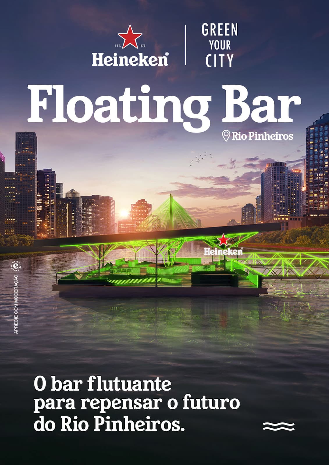 Floating Bar: Heineken inaugura bar flutuante no Rio Pinheiros (SP)