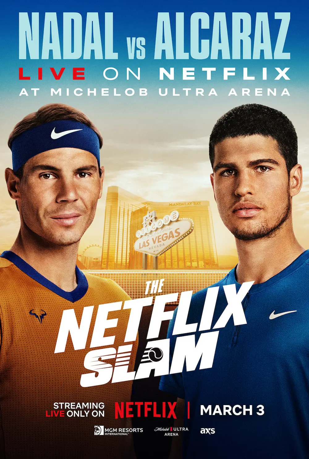 Nadal e Alcaraz se enfrentarão no Netflix Slam, em Março