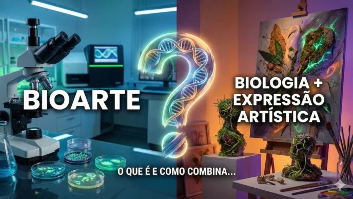 Laboratório e arte com tema de bioarte.