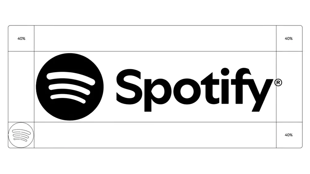 Spotify logo with black circular icon and white sound waves next to the brand name in bold black text.