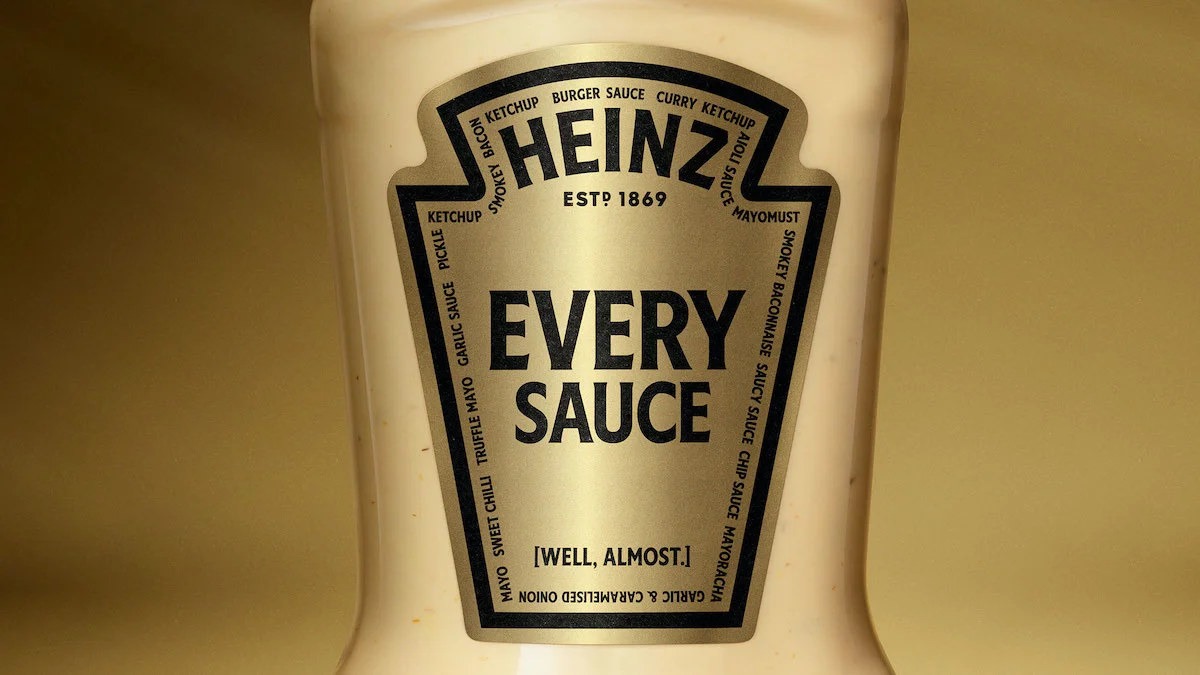 Heinz Every Sauce bottle with various sauce names on the label