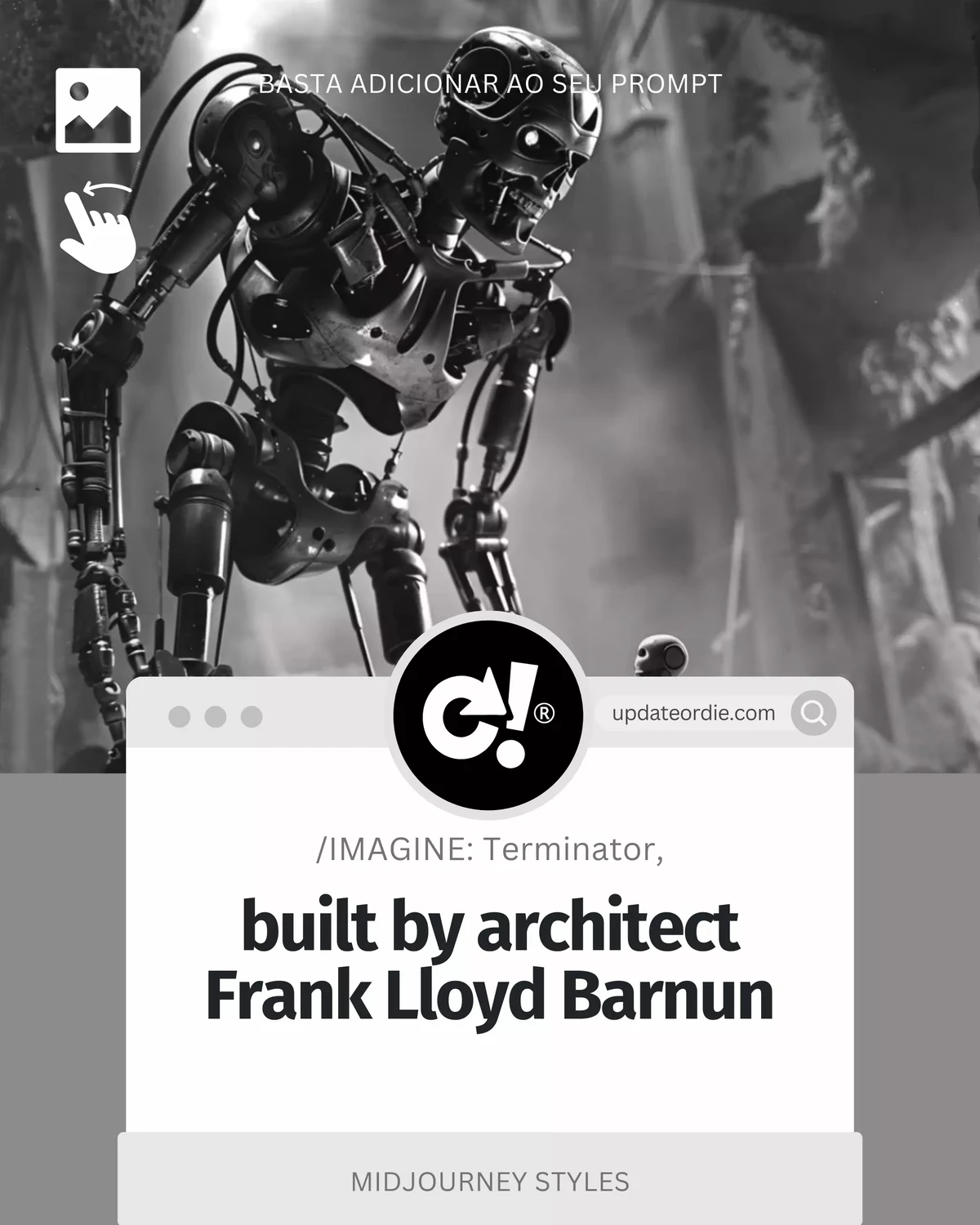 Futuristic robot designed by architect Frank Lloyd Barnun displayed on Update or Die website.