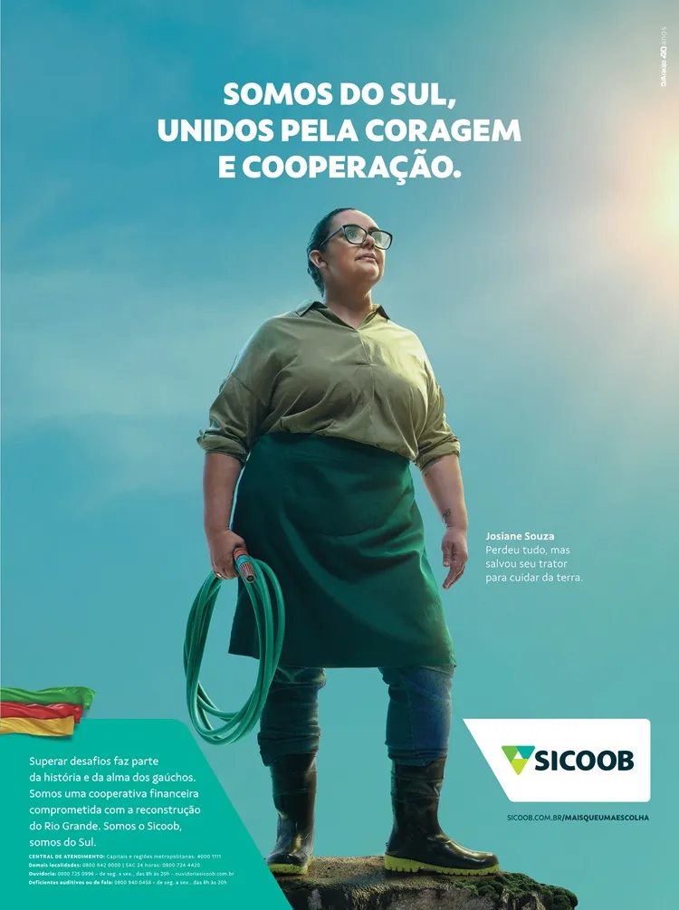 Campanha Sicoob unidos pela coragem e cooperação.