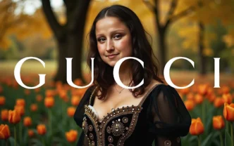 Modelo em campanha de moda da Gucci.