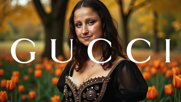 Modelo em campanha de moda da Gucci.