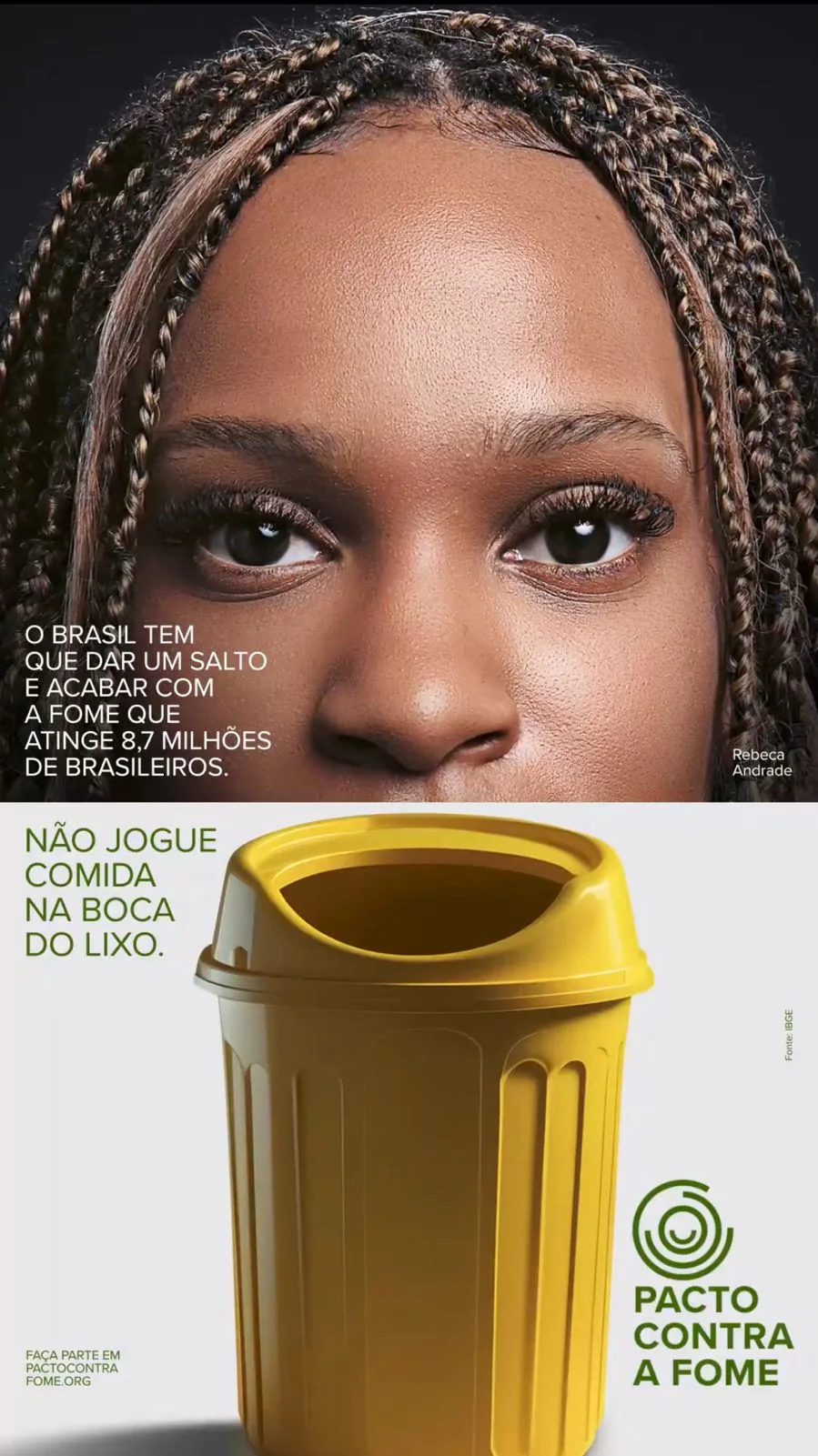 Campanha contra fome: Não desperdice comida.