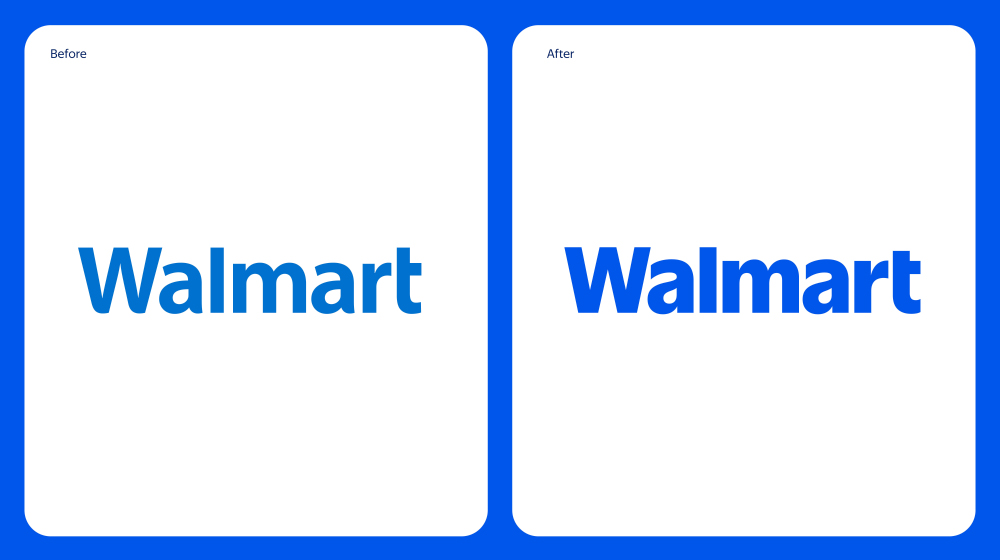 Novo design da logo Walmart comparado ao antigo.