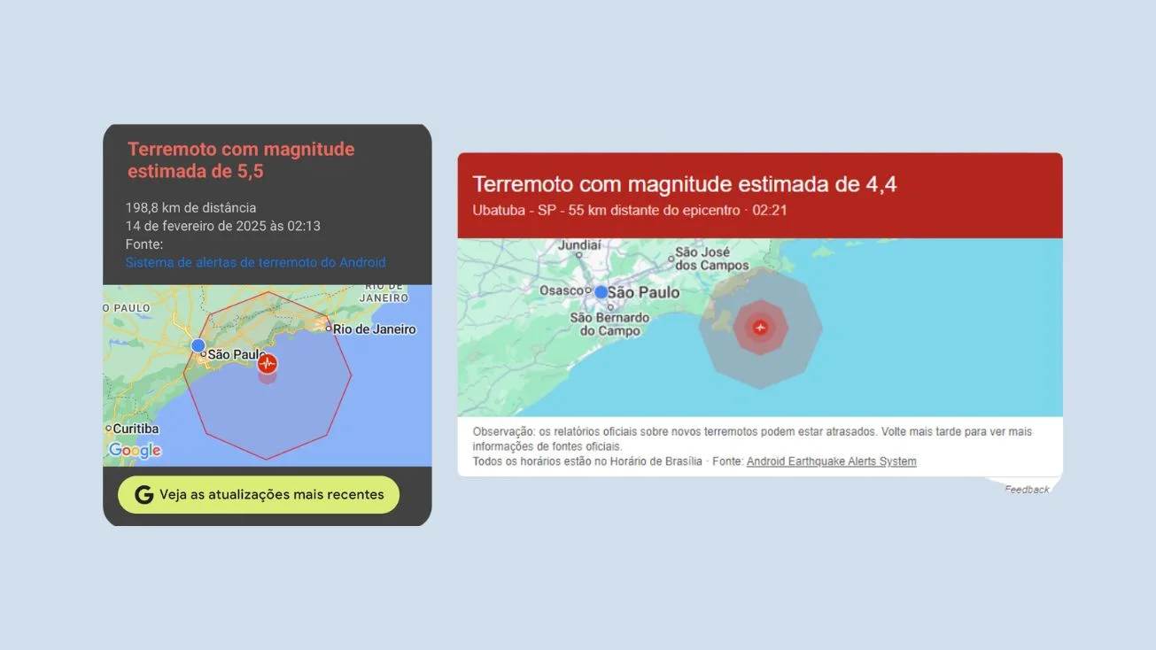 Moradores de SP e RJ recebem alerta de terremoto de magnitude de até 5,5