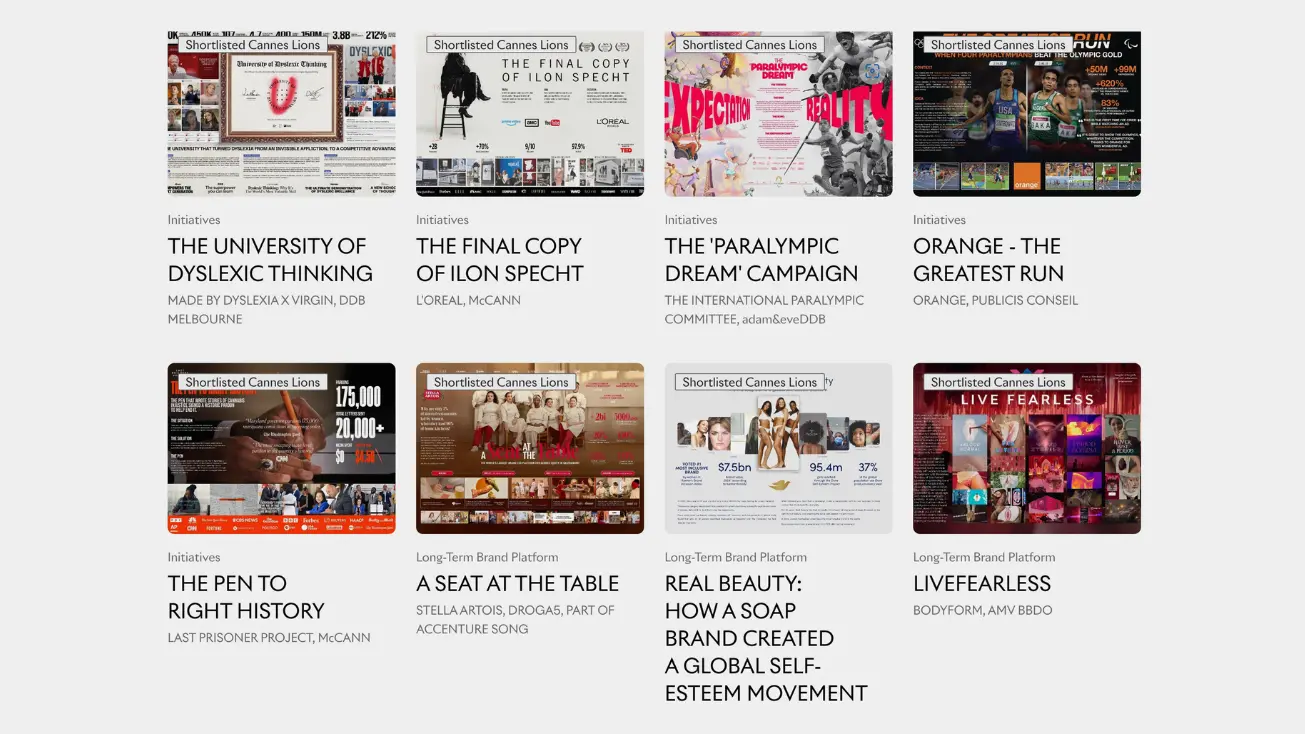Cartazes de campanhas finalistas em Cannes Lions.
