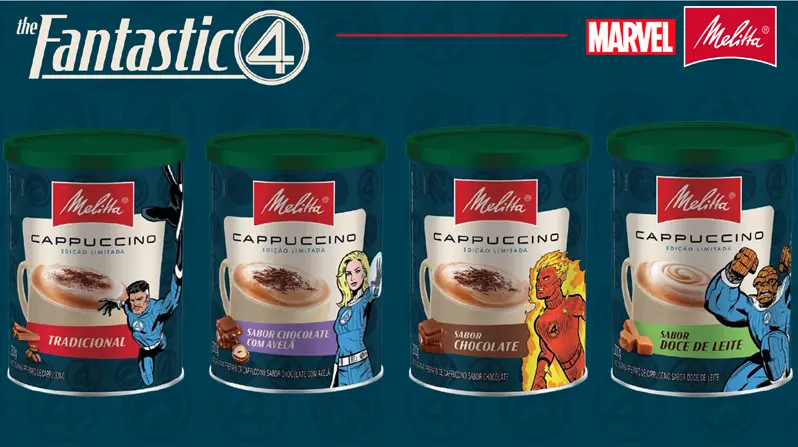 Cappuccinos Melitta edição Marvel Quarteto Fantástico.