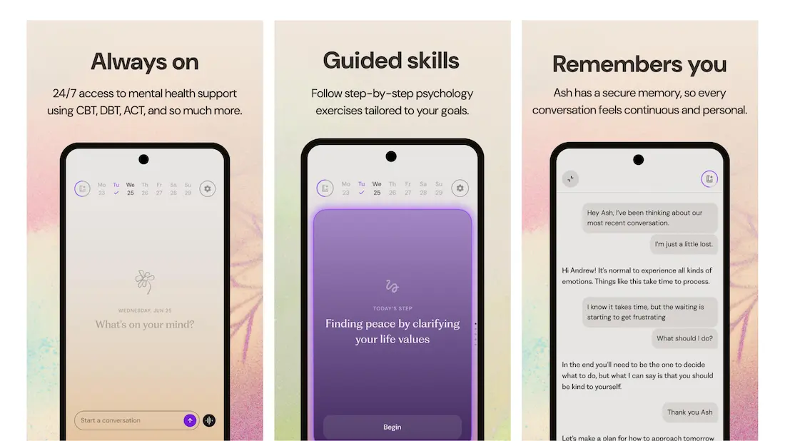 App de apoio à saúde mental com suporte contínuo.