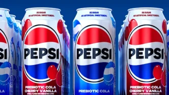 Latas de Pepsi Cola Prebiótica e Cherry Vanilla.