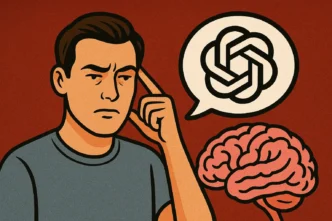 Homem pensando inteligência artificial e cérebro humano