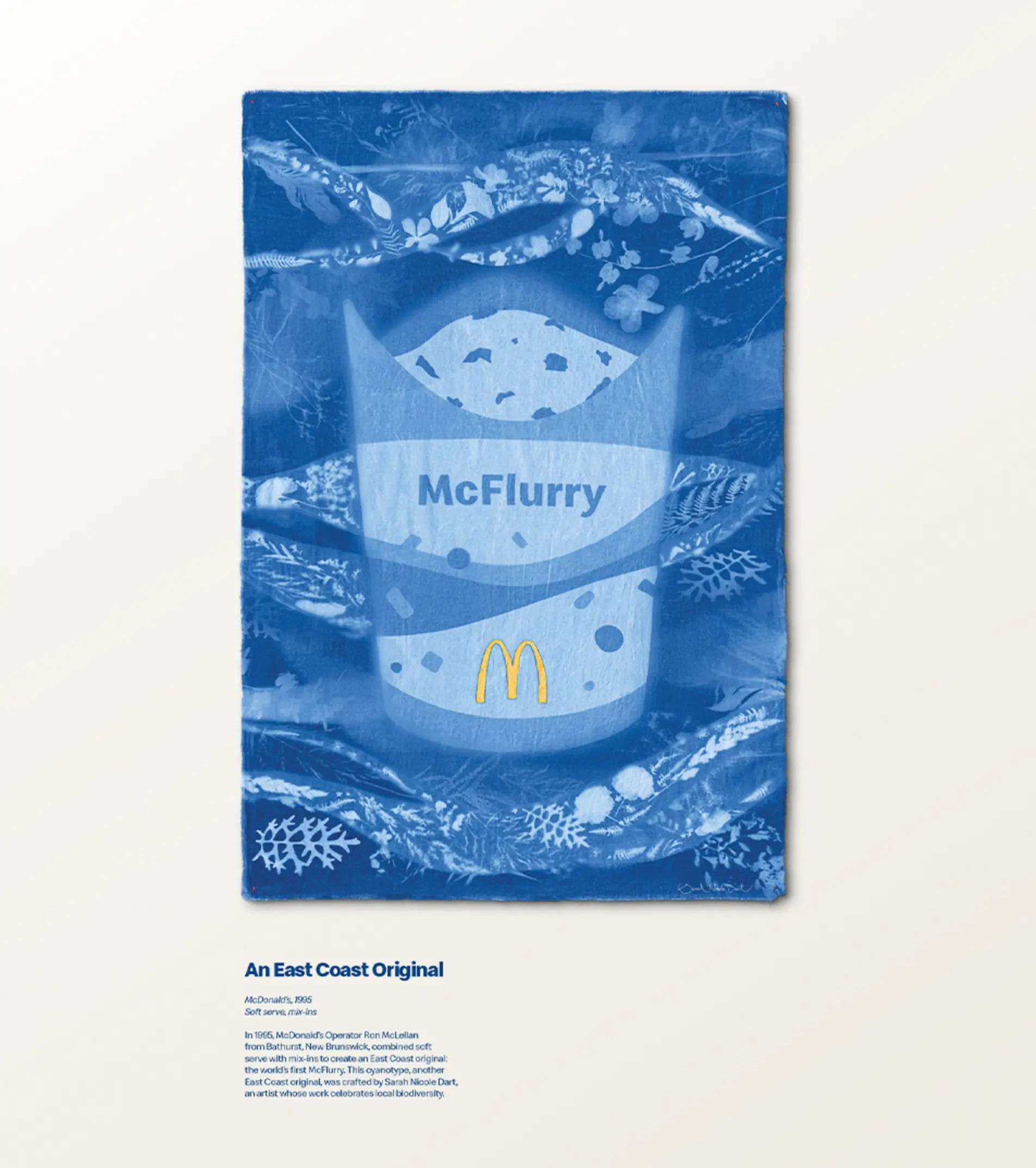 Arte em azul de um McFlurry da McDonald's.