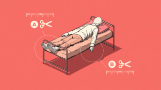 Ilustração de boneco em cama com indicadores de corte.