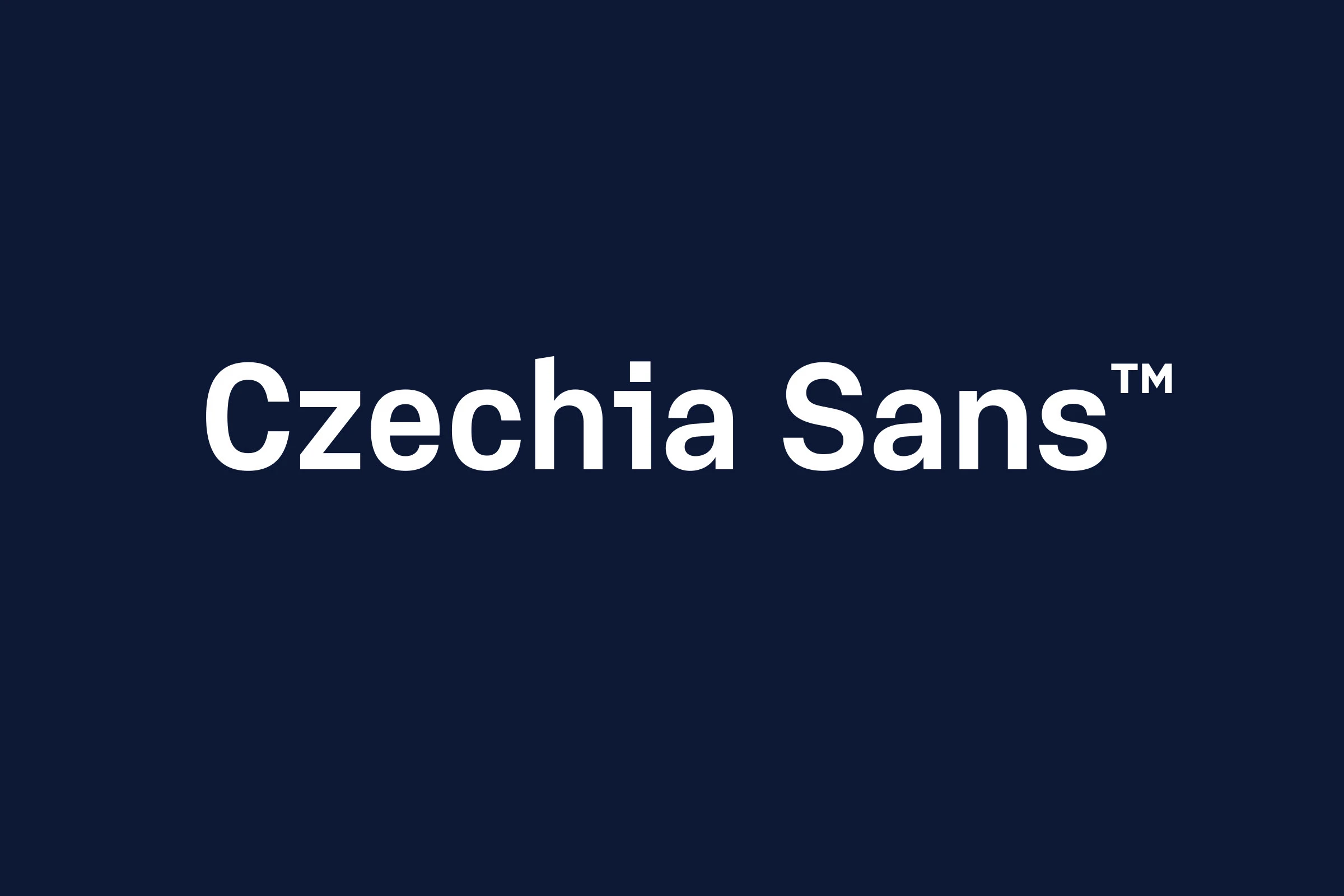 Logotipo Czechia Sans em fundo escuro.