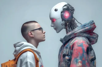 Jovem encara robô com luz vermelha