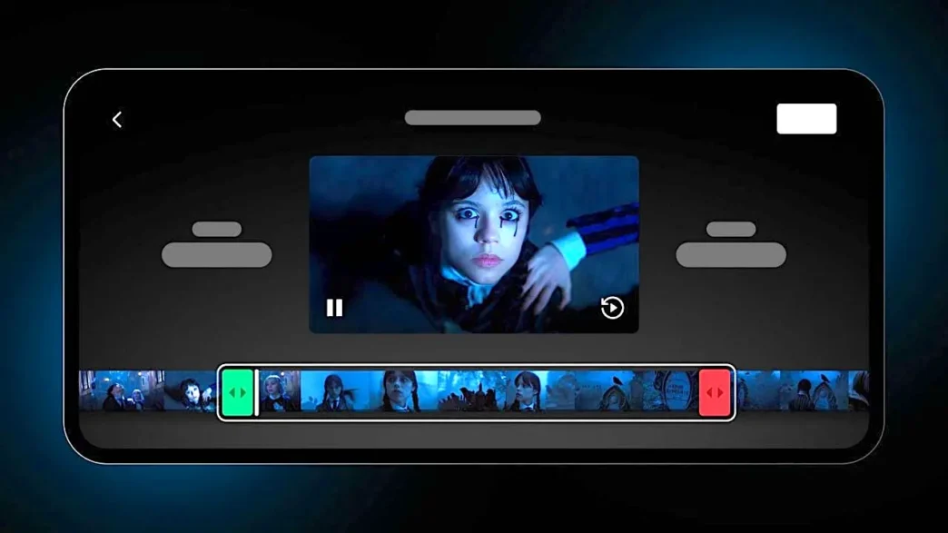 Interface de edição de vídeo em smartphone.