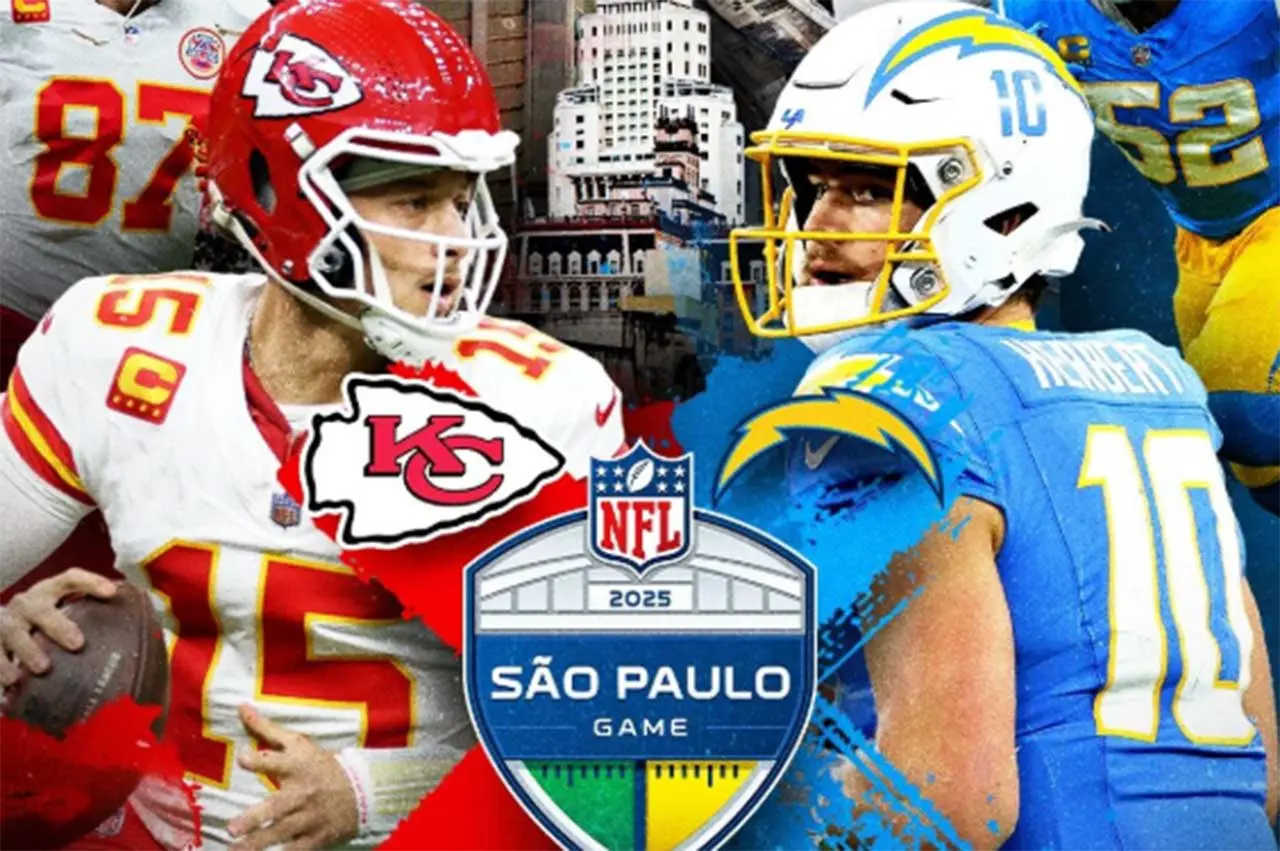 Jogo NFL 2025 em São Paulo, Chiefs vs Chargers.