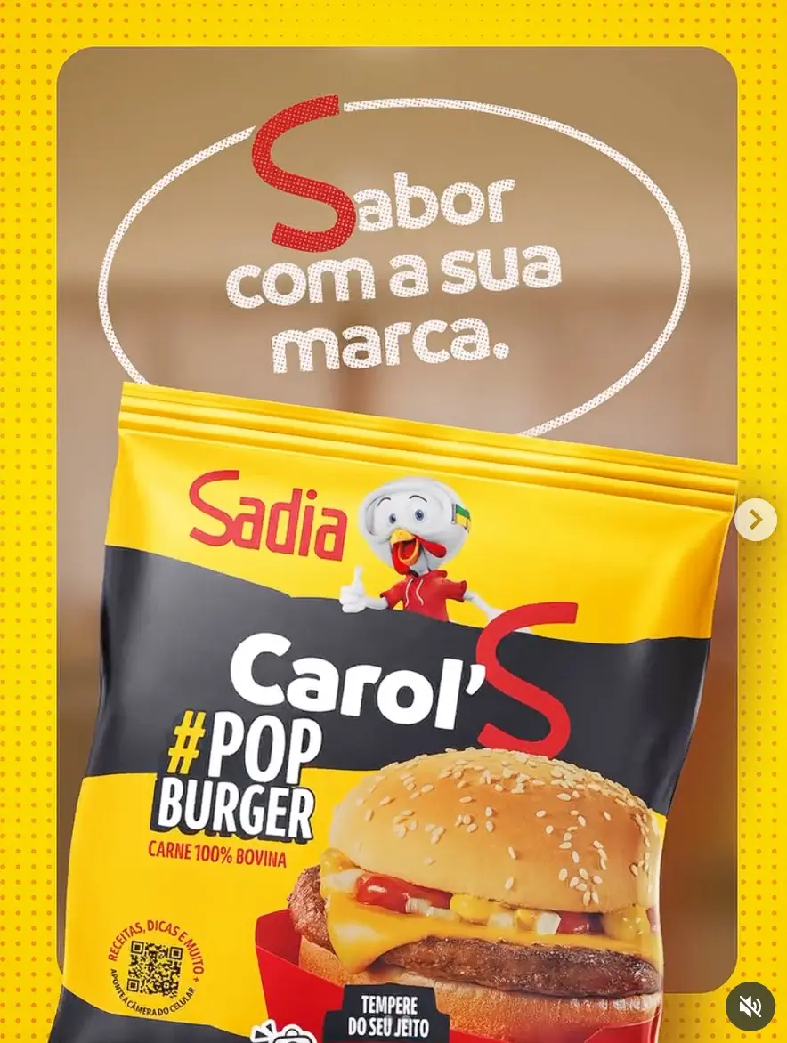 Produto Sadia Carol's Pop Burger saboroso.