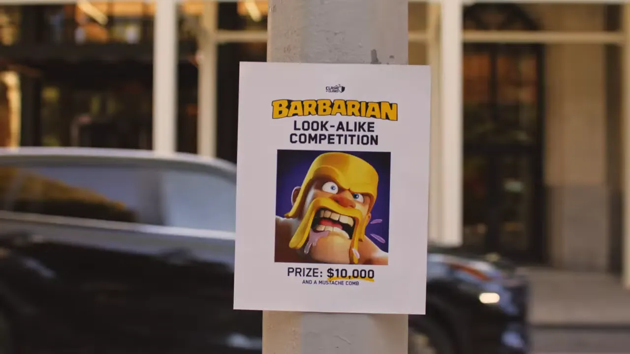 Cartaz competição sósia de bárbaro, prêmio 10.000 dólares.