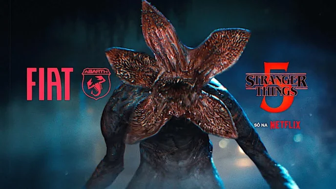 Monstro Demogorgon, logos Fiat, Abarth, Stranger Things 5.