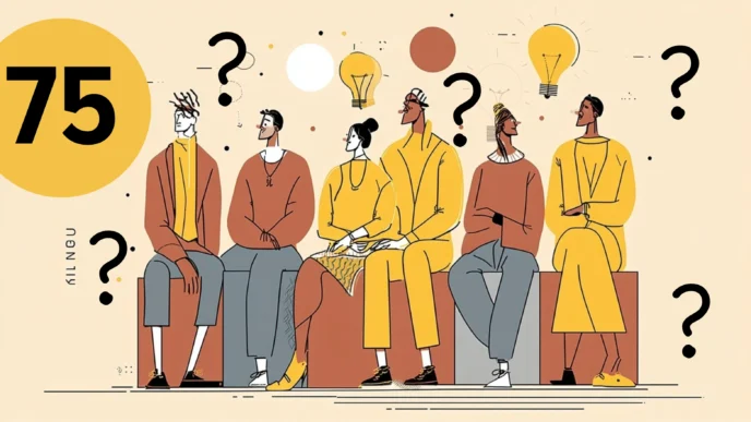 Pessoas pensando, lâmpadas e interrogação.