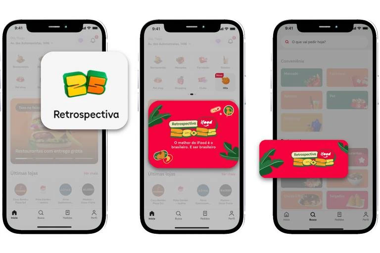 Aplicativo de retrospectiva de comidas brasileiras no iFood.