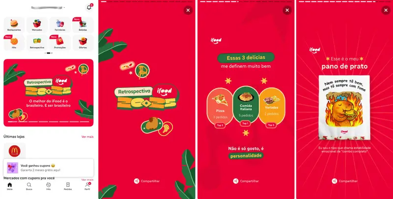 Retrospectiva iFood 2023, pratos favoritos e panos personalizados.