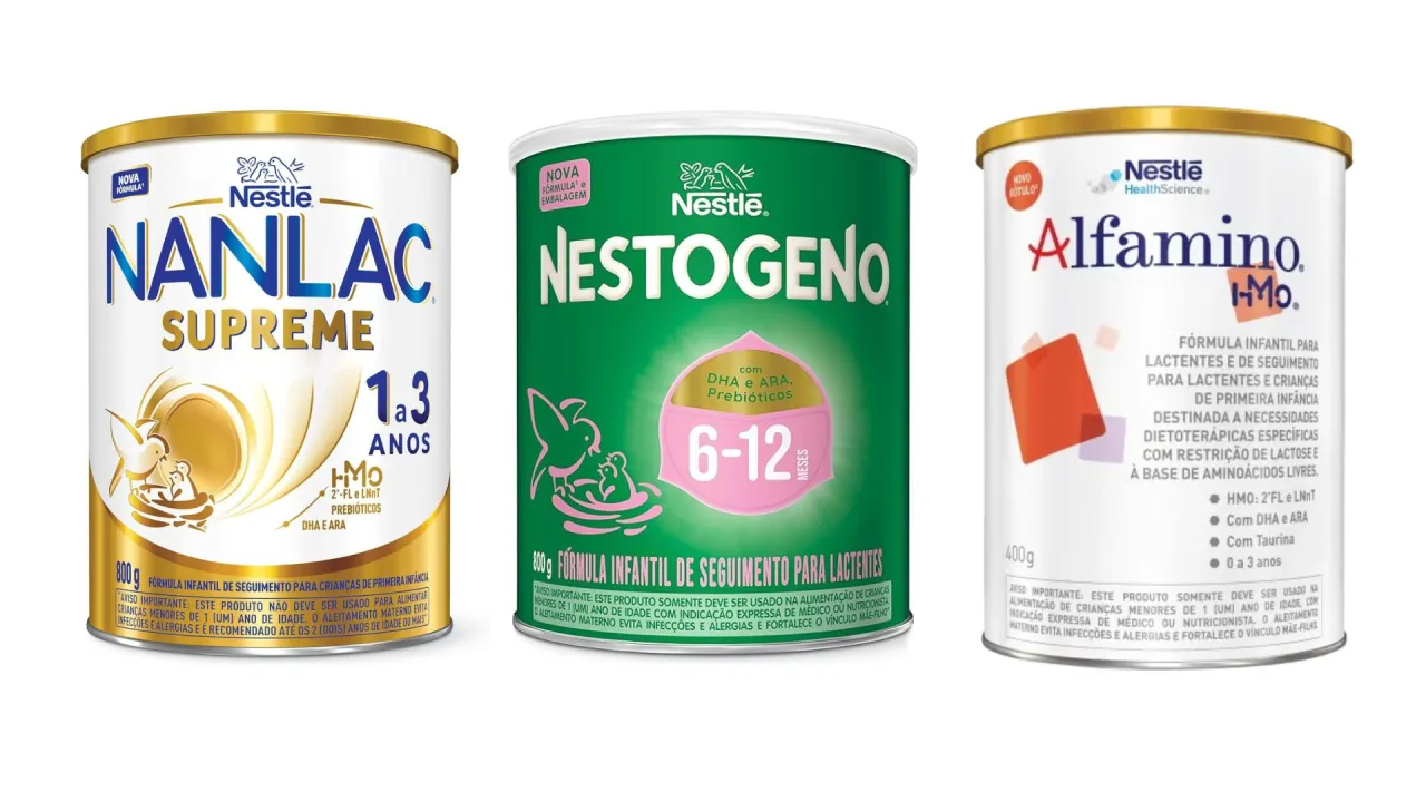 Recall Nestlé. Latas de fórmulas infantis da Nestlé.