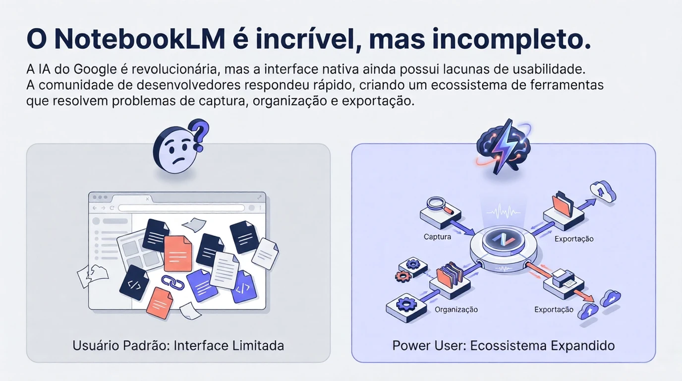 Imagem destacando limitações e melhorias do NotebookLM.