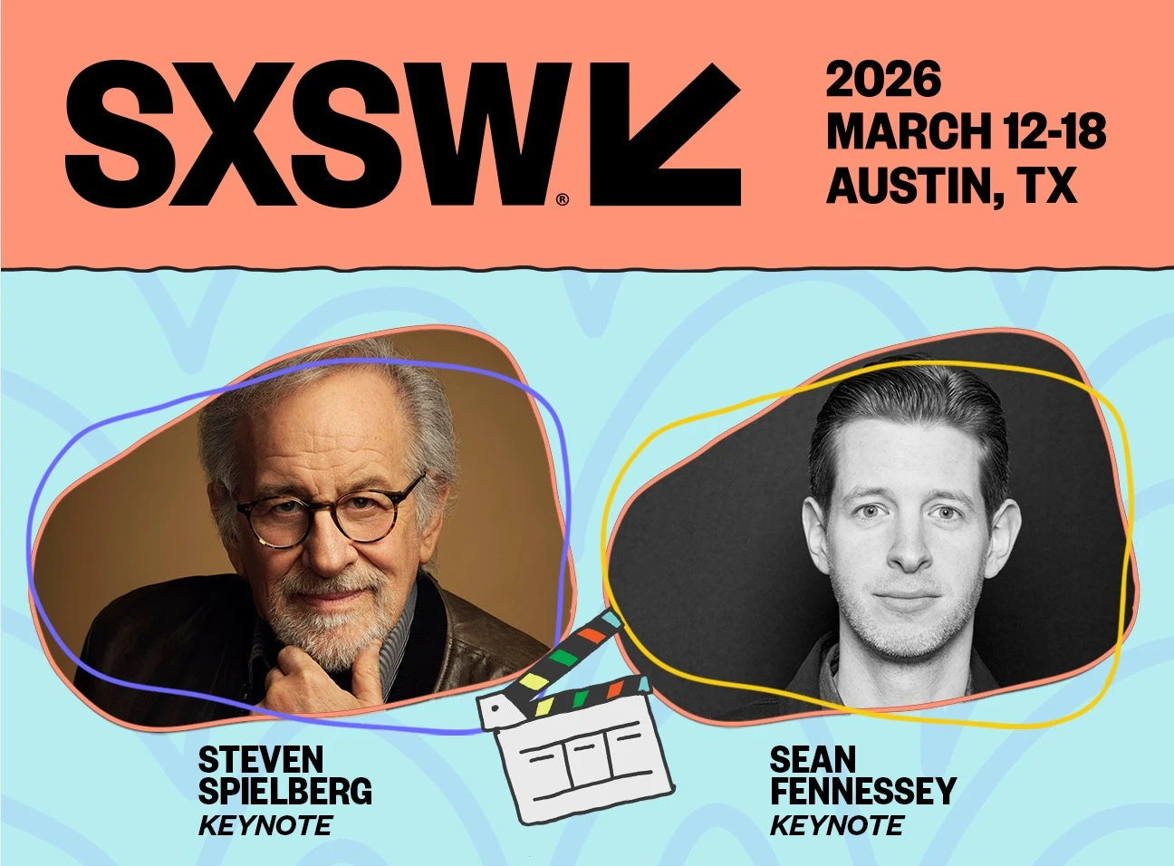 Palestrantes principais SXSW 2026: Steven Spielberg, Sean Fennessey.