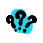 Interrogação azul sobre fundo branco.