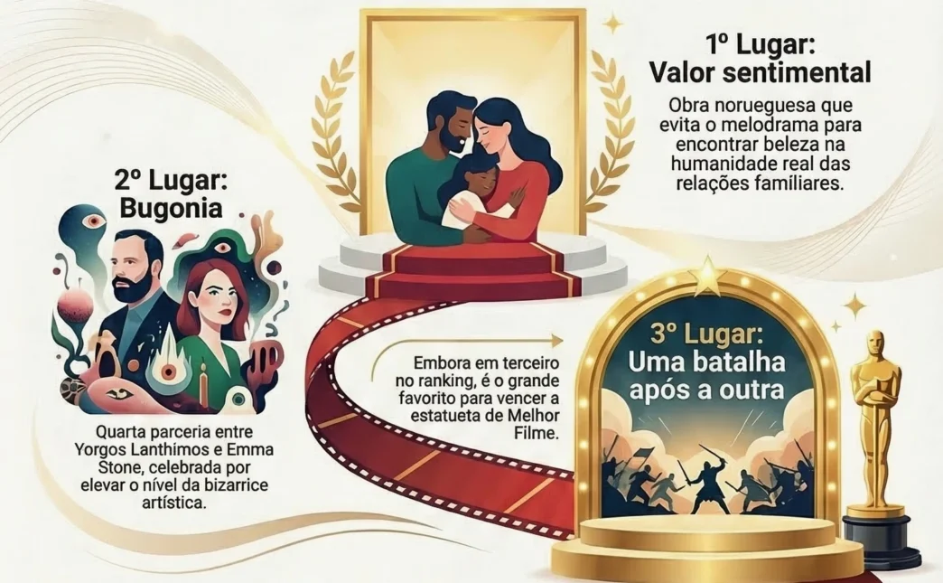 Ranking de filmes: Valor sentimental, Bugonia, Uma batalha.