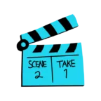 Claquete azul com cena dois, tomada um.