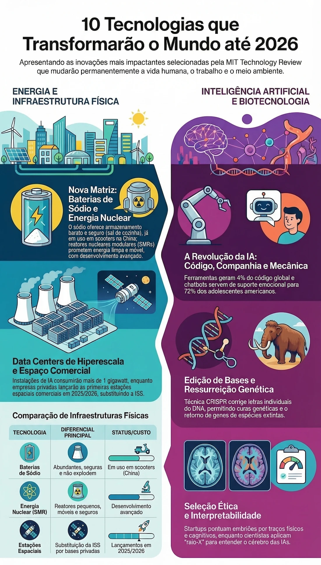 Infográfico sobre tecnologias emergentes até 2026.